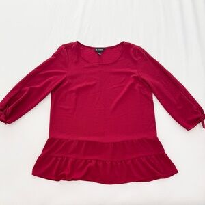 I.N. Studio Rich Red Ruffle Blouse